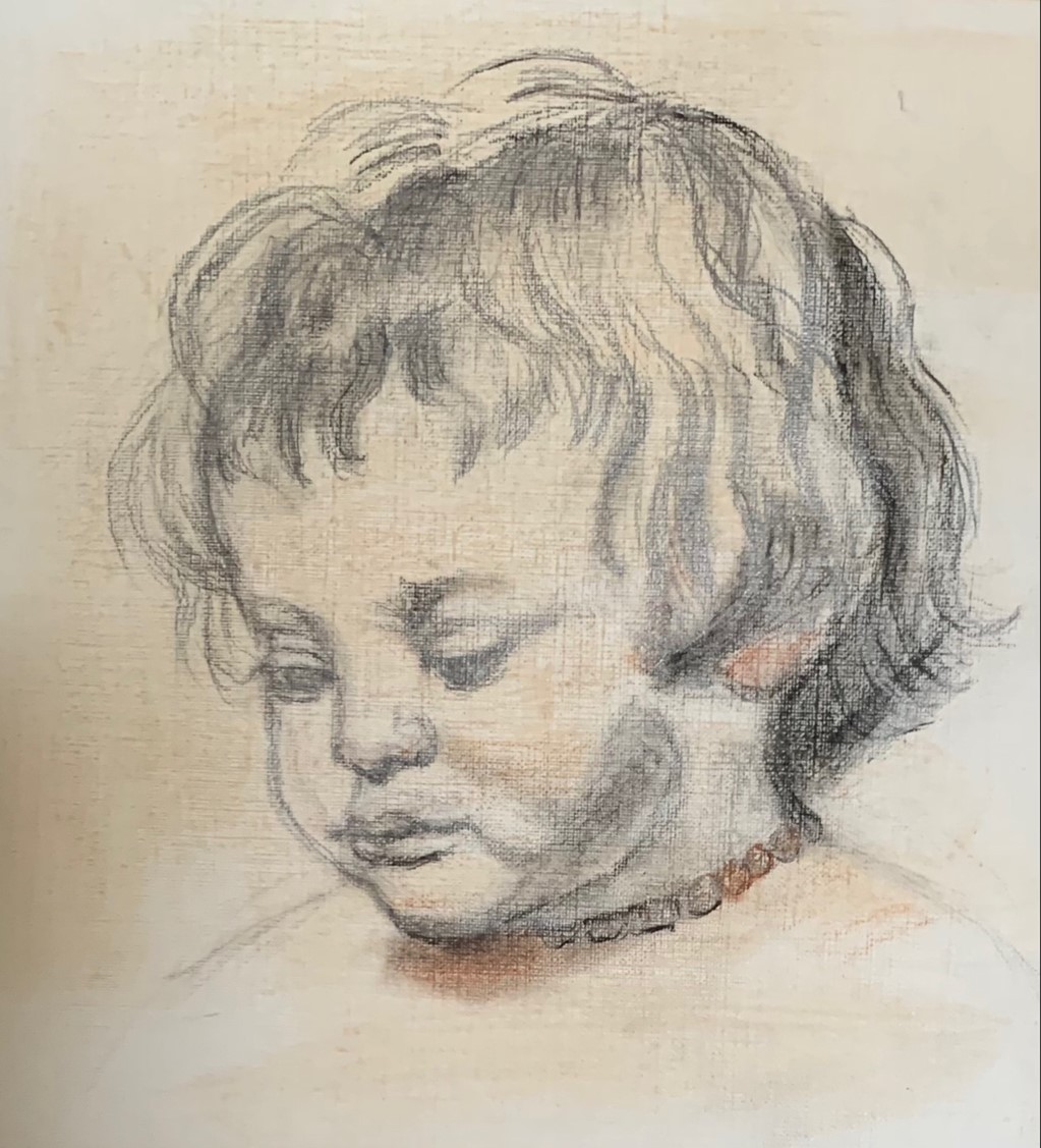 Intro To Portraiture drawing of child by Renee Plevy - Continuing Education at Seattle Central College 