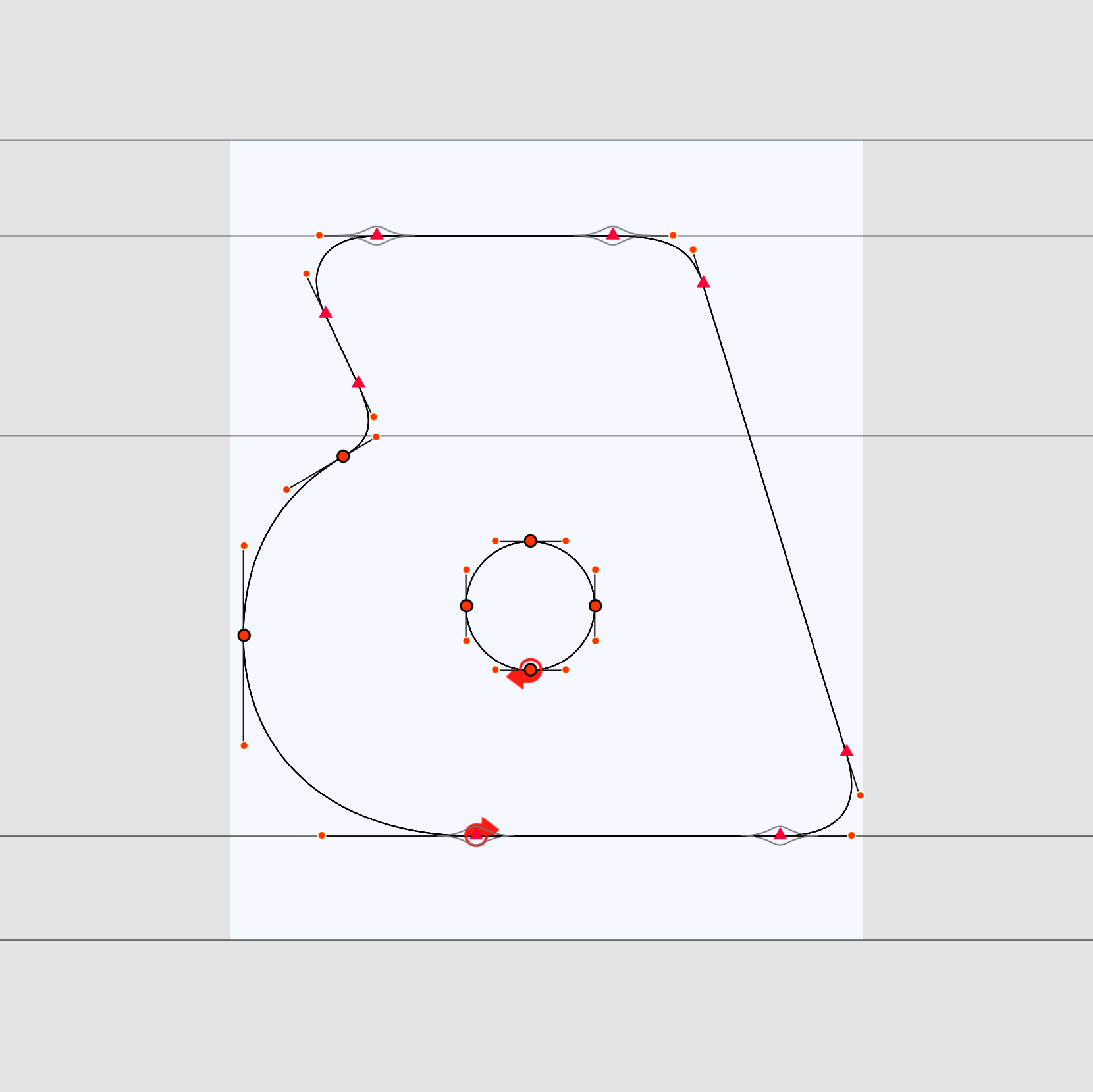 Letter "a" being constructed digitally in an amorphous shape. 